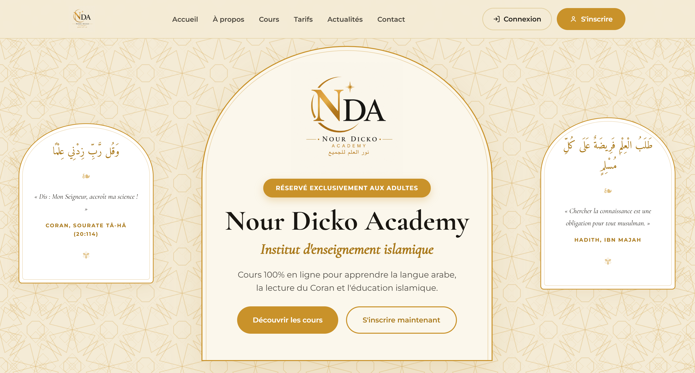 Front du site NDA